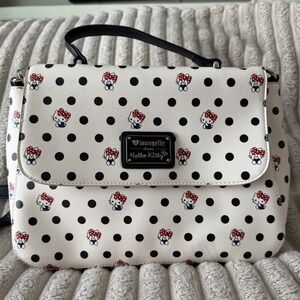 Loungefly OG Pre-Funko Hello Kitty Polka Dot Crossbody Bag White Black Satchel